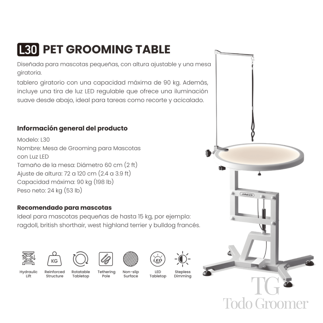 Mesa Led Hidraulica Circular para Mascotas JIRPET - L30 - Imagen 3