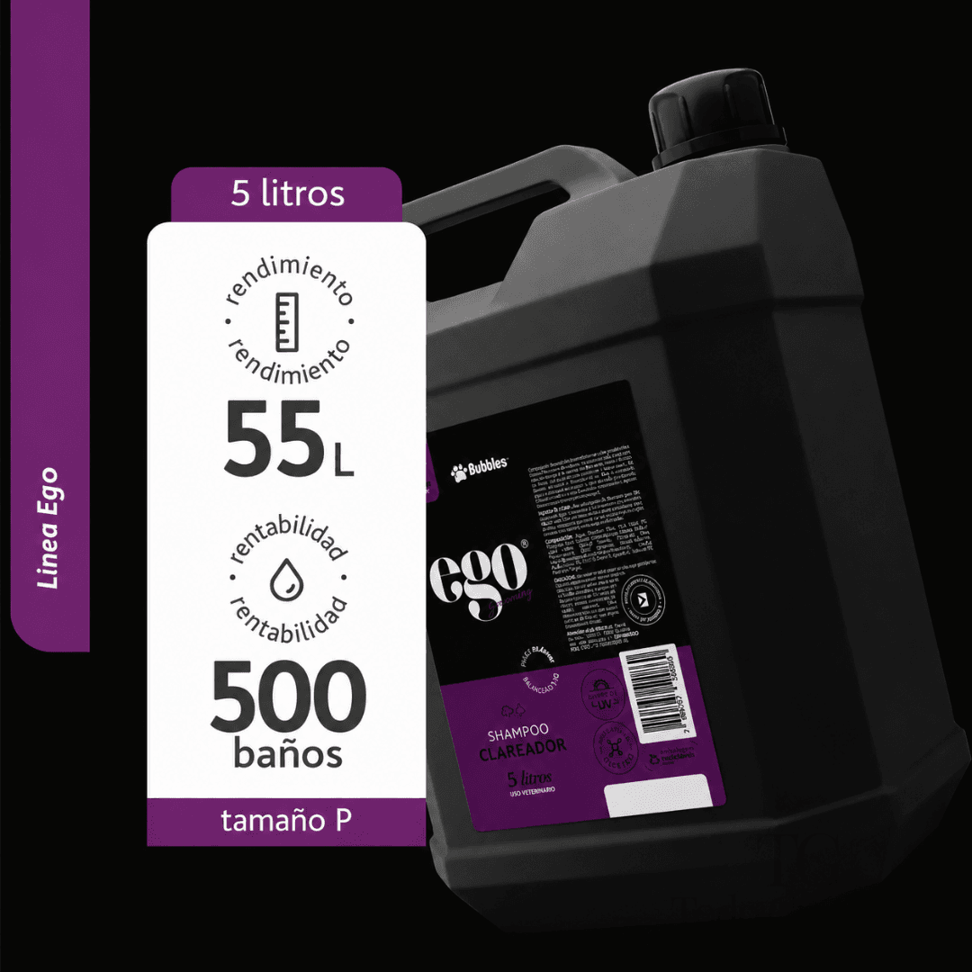 Shampoo Aclarador Óptico para Pelajes Blancos Bubbles Pro 5 L - Imagen 2