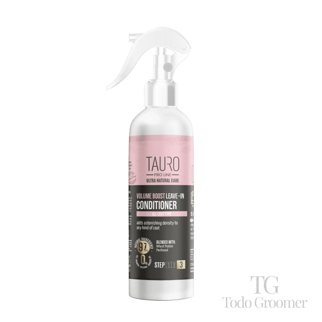 TAURO PRO LINE Volume Boost Leave - in Spray acondicionador sin enjuague para perros y gatos, volumen de pelaje